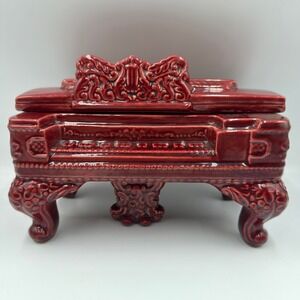 Vintage Metlox Poppytrail Piano Planter Trinket Box Oxblood Red Ceramic 1951